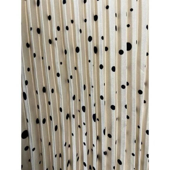 Ann Taylor Pleated Navy & Cream Polka Pot Midi Skirt Size 2 - Picture 7 of 7